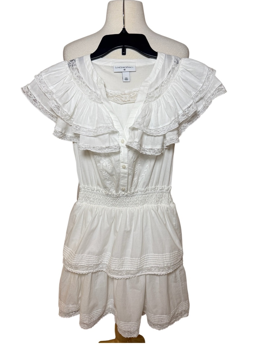 LoveShackFancy x Target Penelope Ruffled Tiered Cotton Mini Dress Size XXS